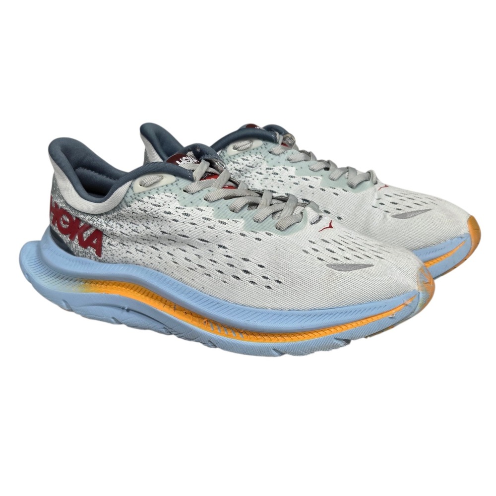 Hoka Kawana‎ Women 7 EE Wide Grey Blue Orange Running Shoes 1123163 Sneaker